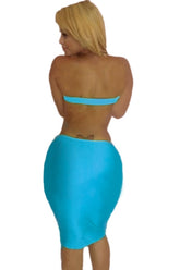 Kaamastra Lake Blue Bold Twist Front Midi Dress